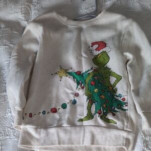 Kids Cream Grinch Christmas Sweatshirt Set